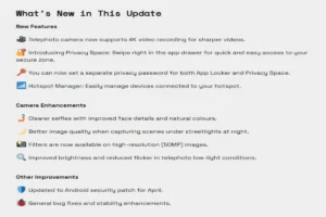 Nothing Phone (3a) Series Software Update changelog 