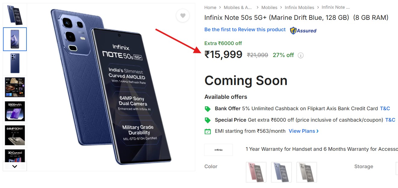 Infinix Note 50s 5G+ Price